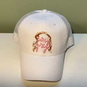 “Curly Girly” Curly Hair Women’s Cute Hand Drawn Trucker Hat 🤎🎀